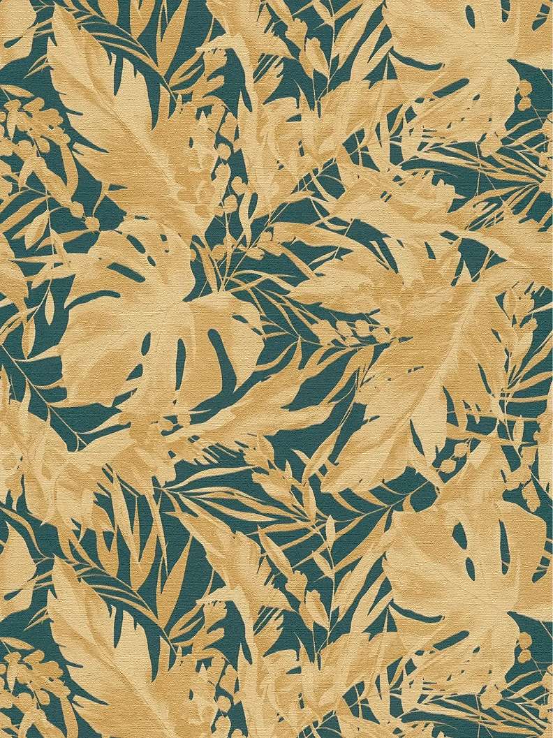 Vinyl dekor tapéta arany és zöld színű levél mintával