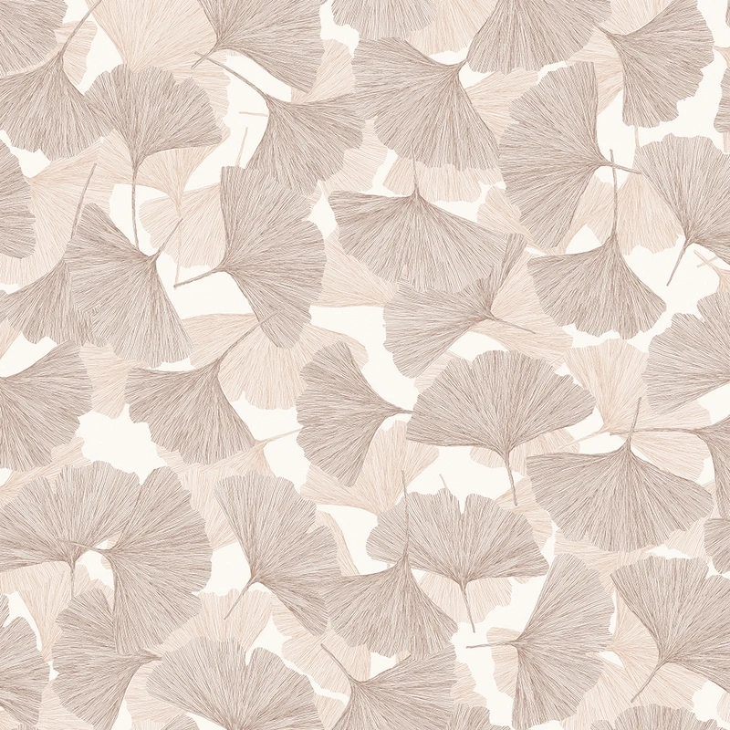 Vinyl dekor tapéta beige és barna ginkgo falevél mintával