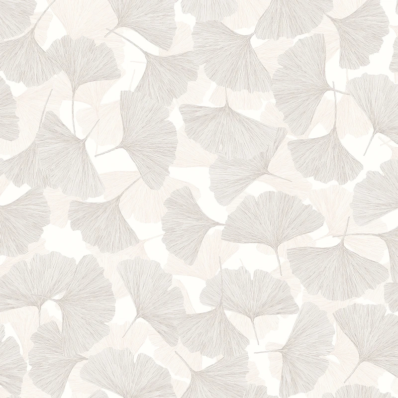 Vinyl dekor tapéta beige és szürke ginkgo falevél mintával