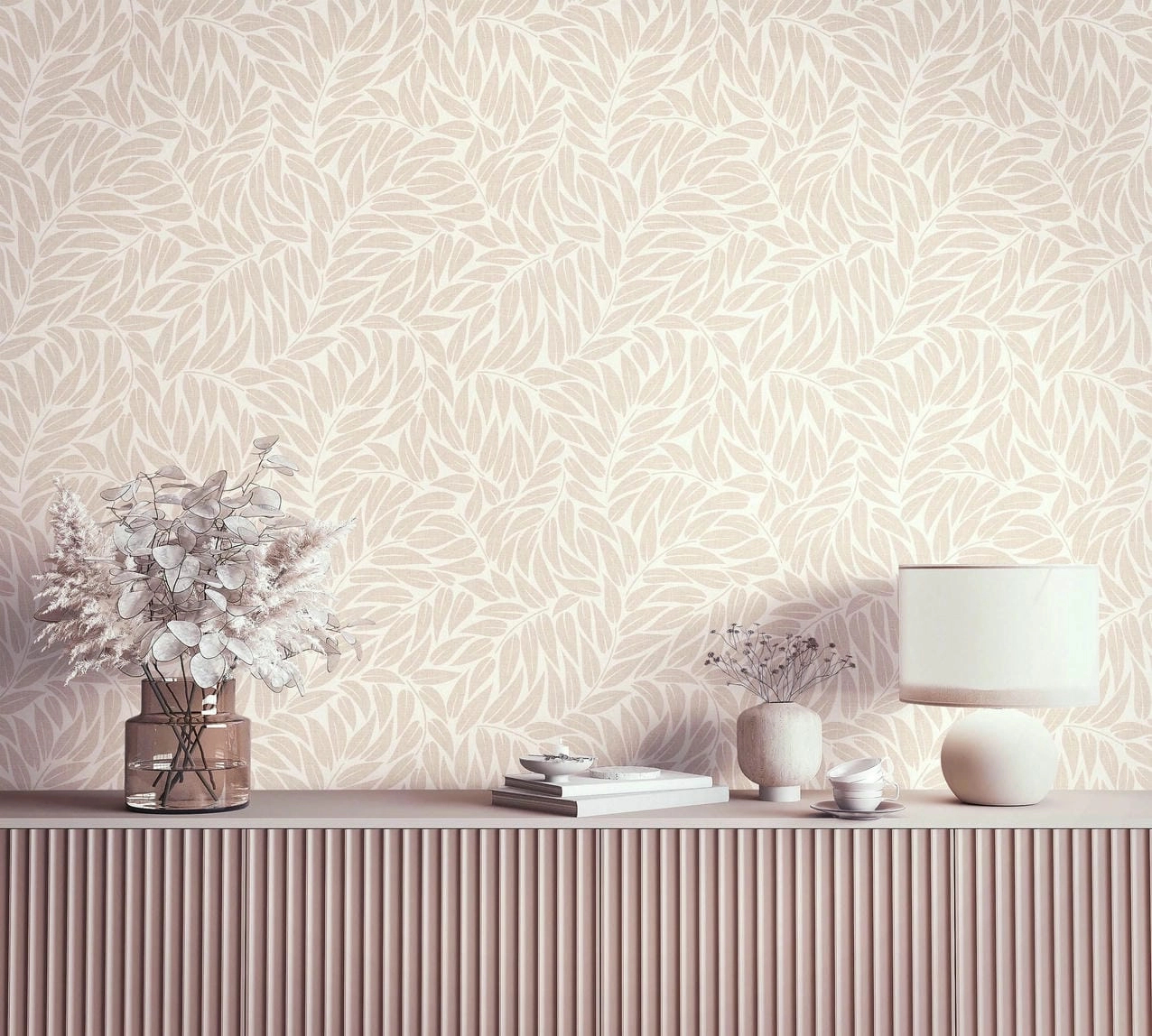 Vinyl dekor tapéta beige levél mintával