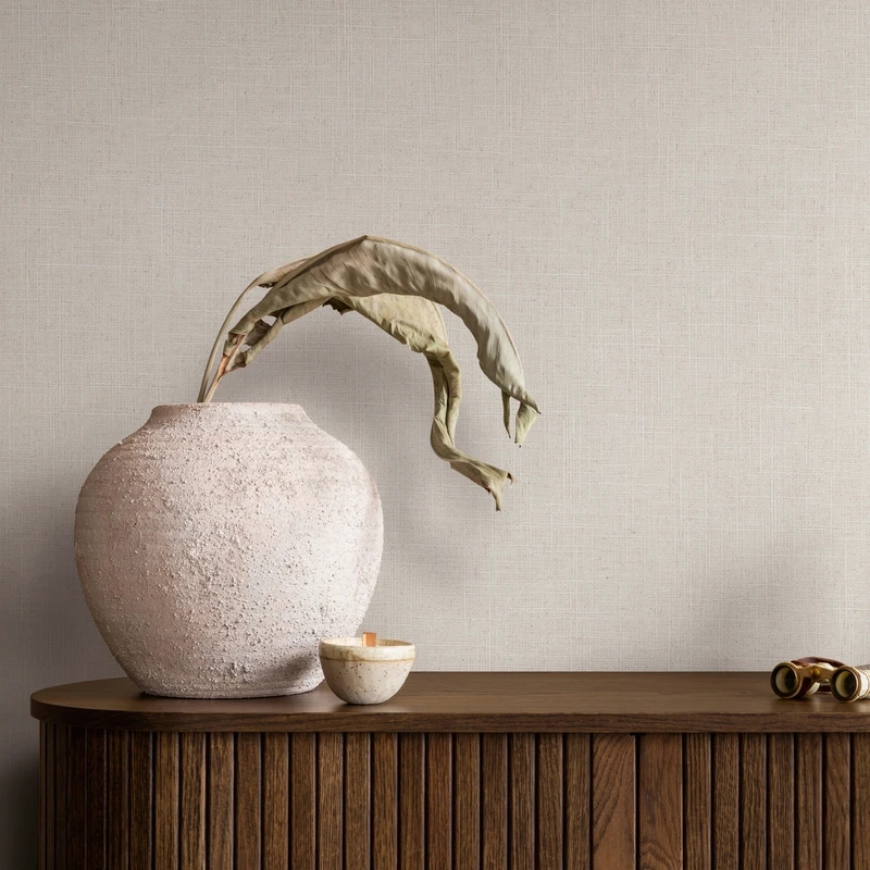 Vinyl dekor tapéta bézs lenszövet hatású mintával