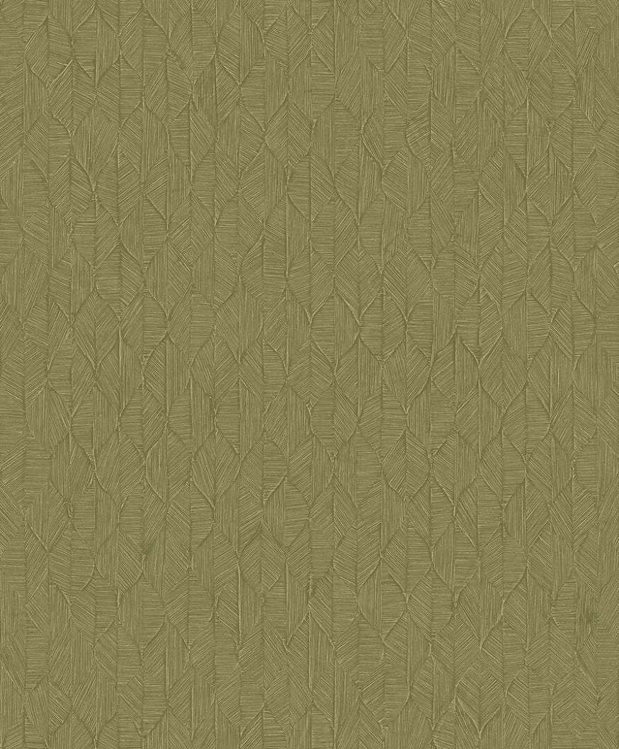 Vinyl dekor tapéta geometrikus stilizált kis leveles mintával barnászöld színben