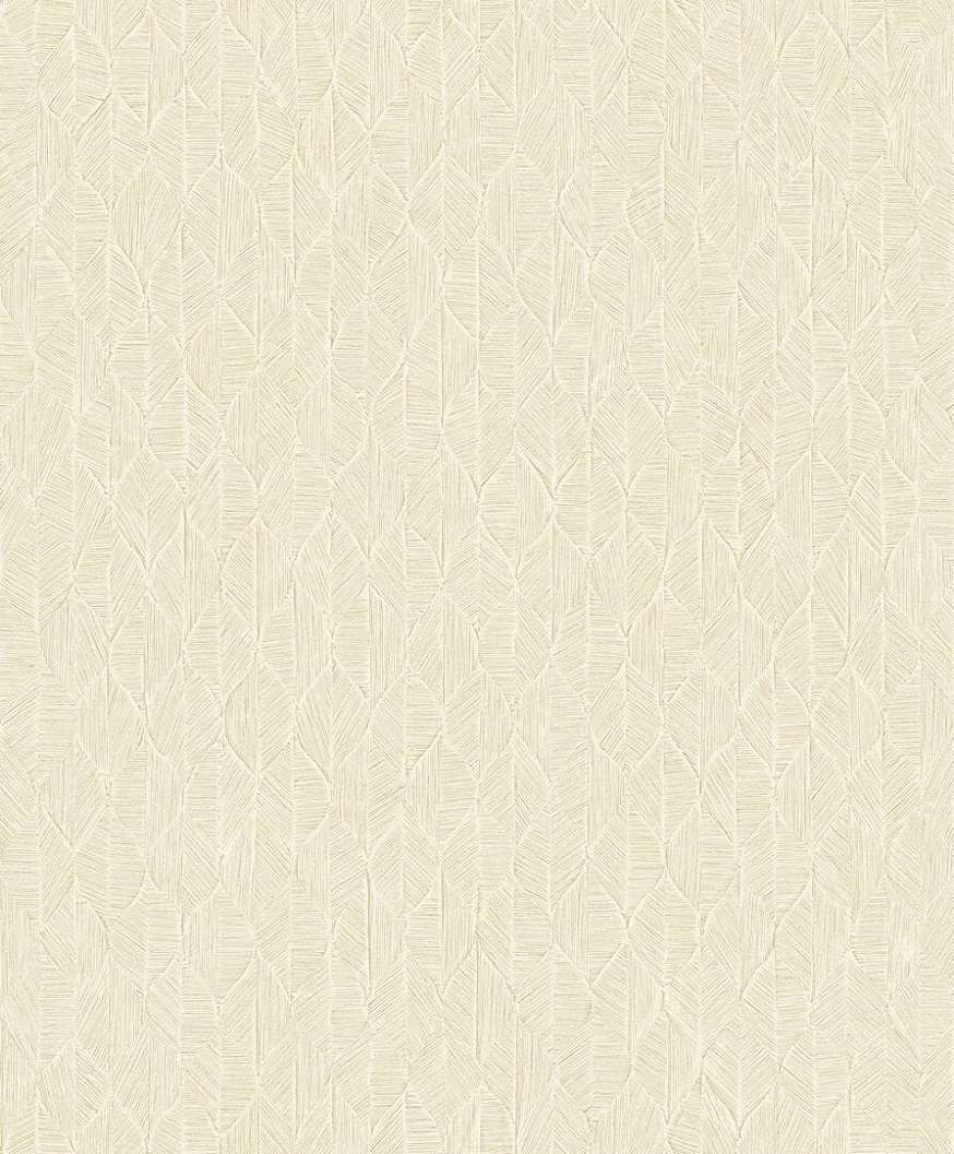 Vinyl dekor tapéta geometrikus stilizált kis leveles mintával krém színben