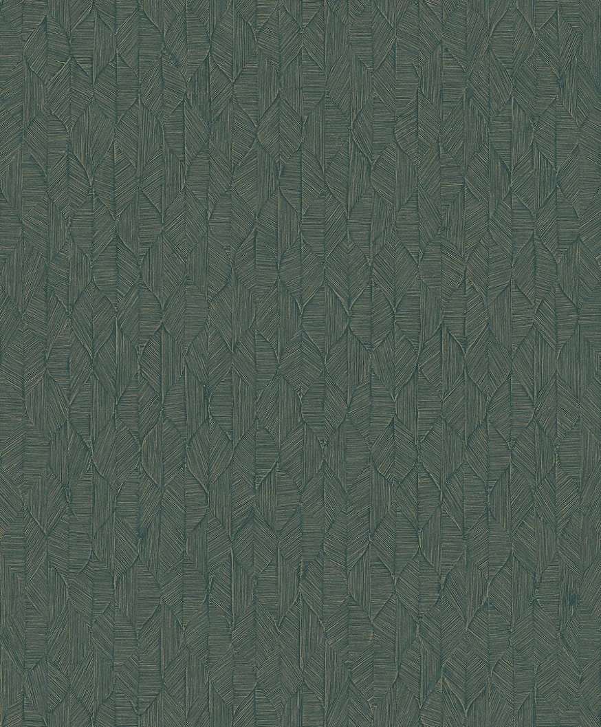 Vinyl dekor tapéta geometrikus stilizált kis leveles mintával mohazöld színben