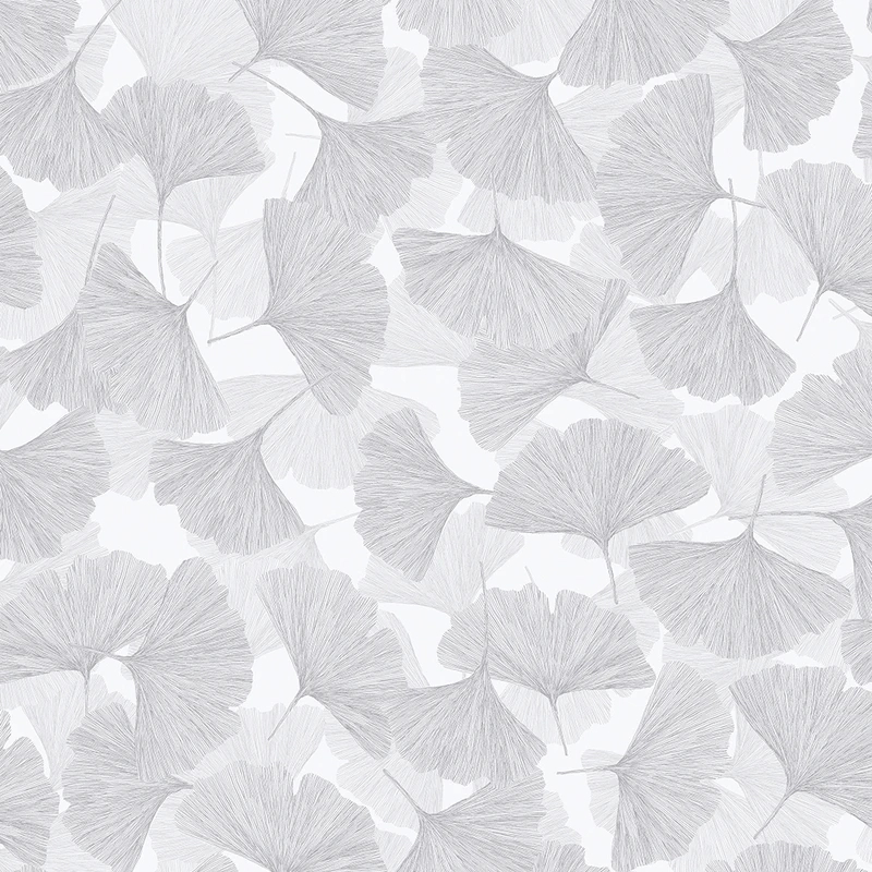 Vinyl dekor tapéta hideg szürke ginkgo falevél mintával