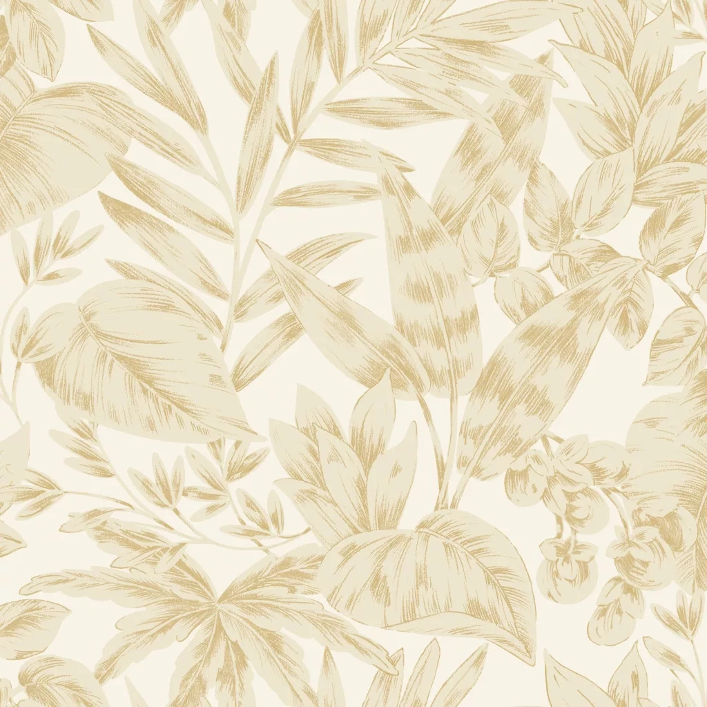 Vinyl dekor tapéta levél mintával beige színnel