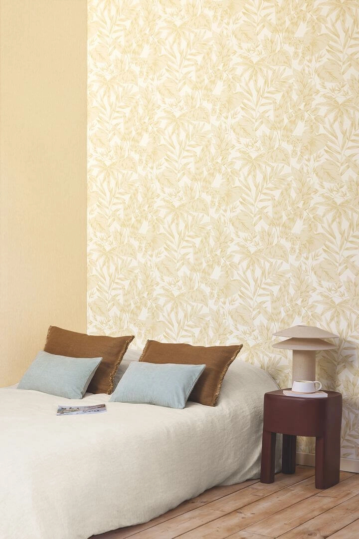 Vinyl dekor tapéta levél mintával beige színnel