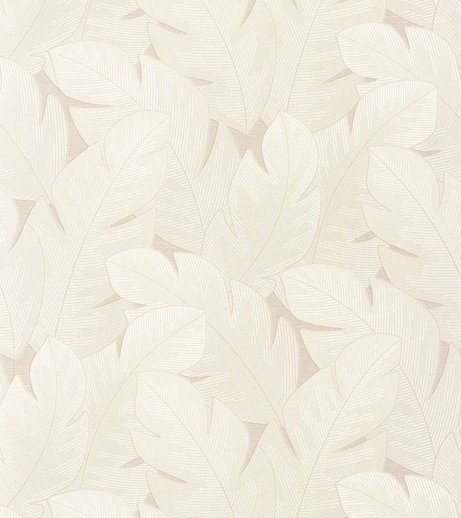 Vinyl dekor tapéta levél mintával krém színben