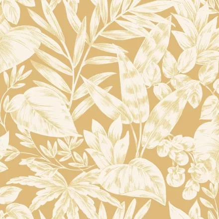 Vinyl dekor tapéta levél mintával narancssárga színnel