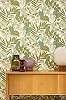 Vinyl dekor tapéta levél mintával zöld és krém színnel