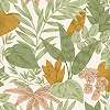 Vinyl dekor tapéta levél mintával zöld és mustársárga színnel