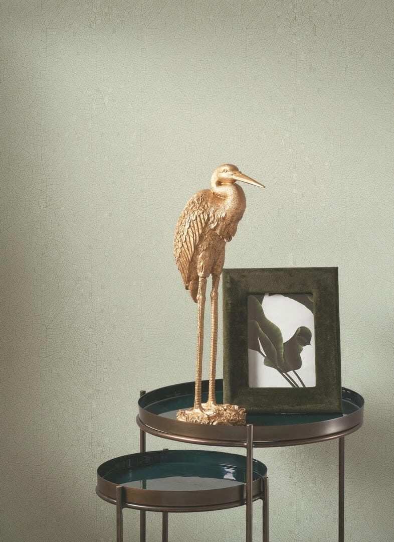 Vinyl dekor tapéta levélerezet mintával pasztelzöld színben