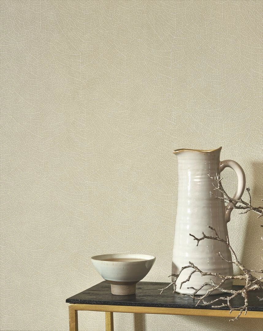 Vinyl dekor tapéta levélerezet mintával szürkebeige színben