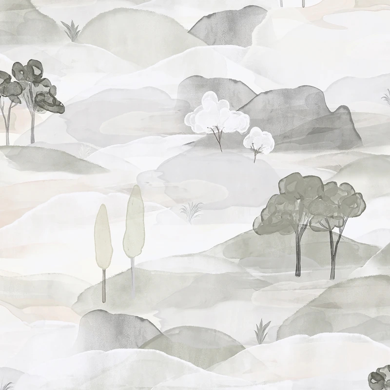 Vinyl dekor tapéta meleg szürke akvarell tájkép mintával
