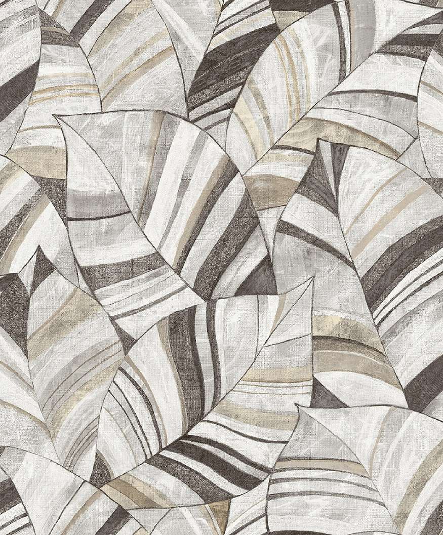 Vinyl dekor tapéta nagy levél mintával fehér színben