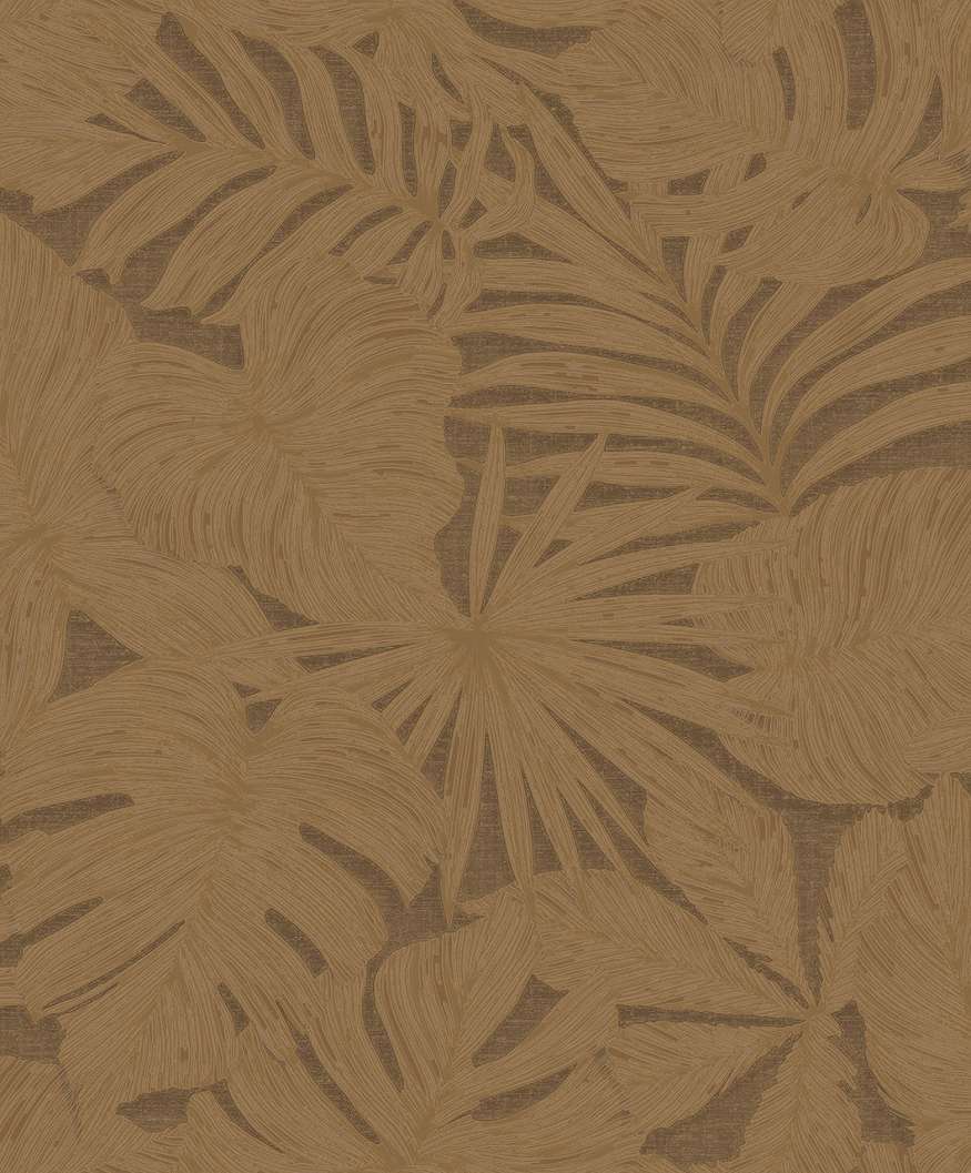 Vinyl dekor tapéta nagy pálmaleveles mintával barna színben