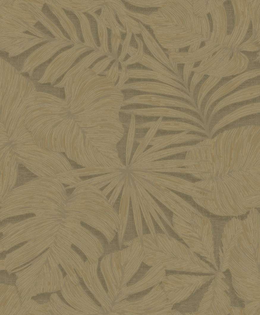 Vinyl dekor tapéta nagy pálmaleveles mintával dohánybarna színben