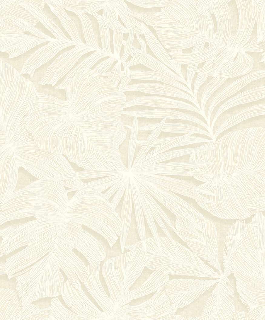 Vinyl dekor tapéta nagy pálmaleveles mintával krém színben