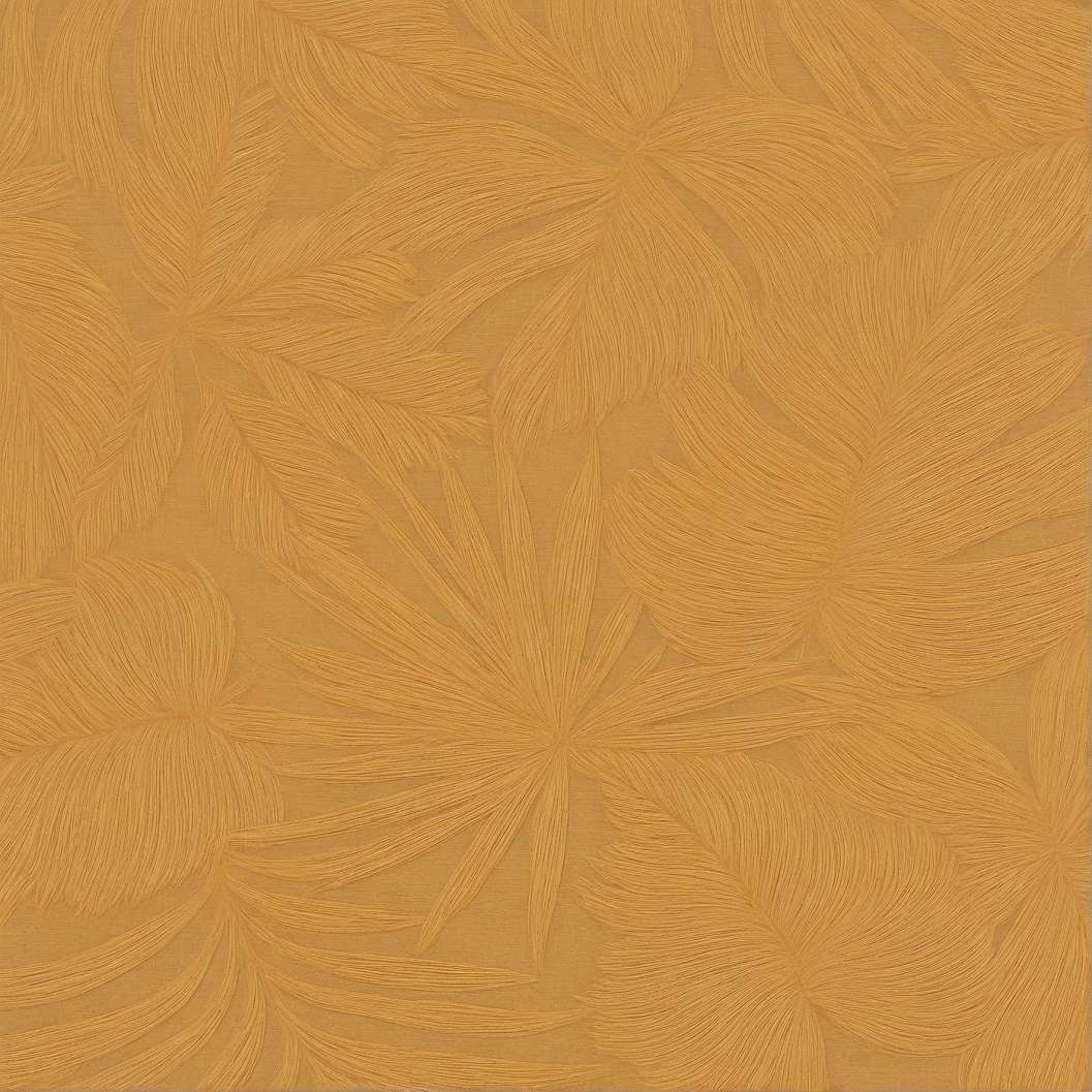 Vinyl dekor tapéta nagy pálmaleveles mintával mustársárga színben