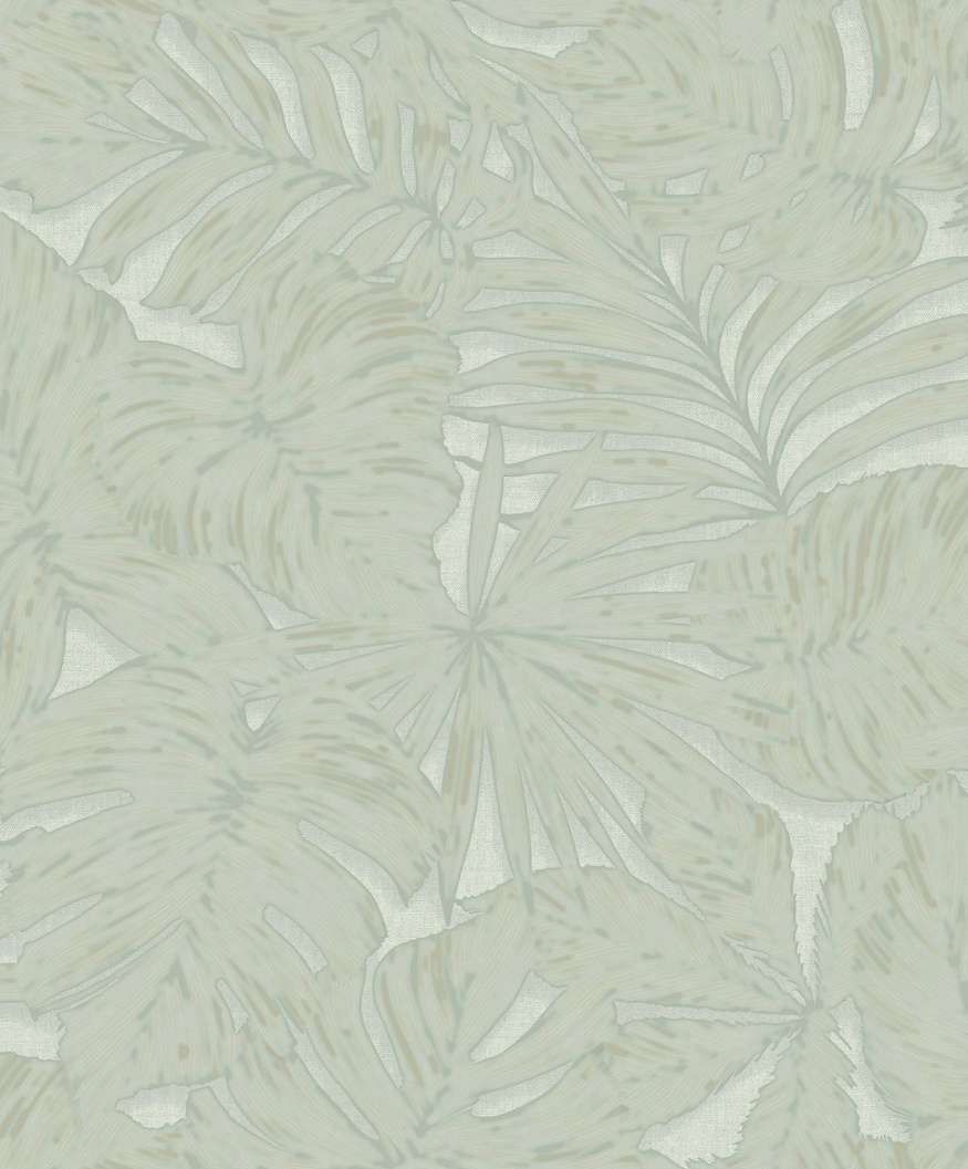 Vinyl dekor tapéta nagy pálmaleveles mintával pasztel zöld színben