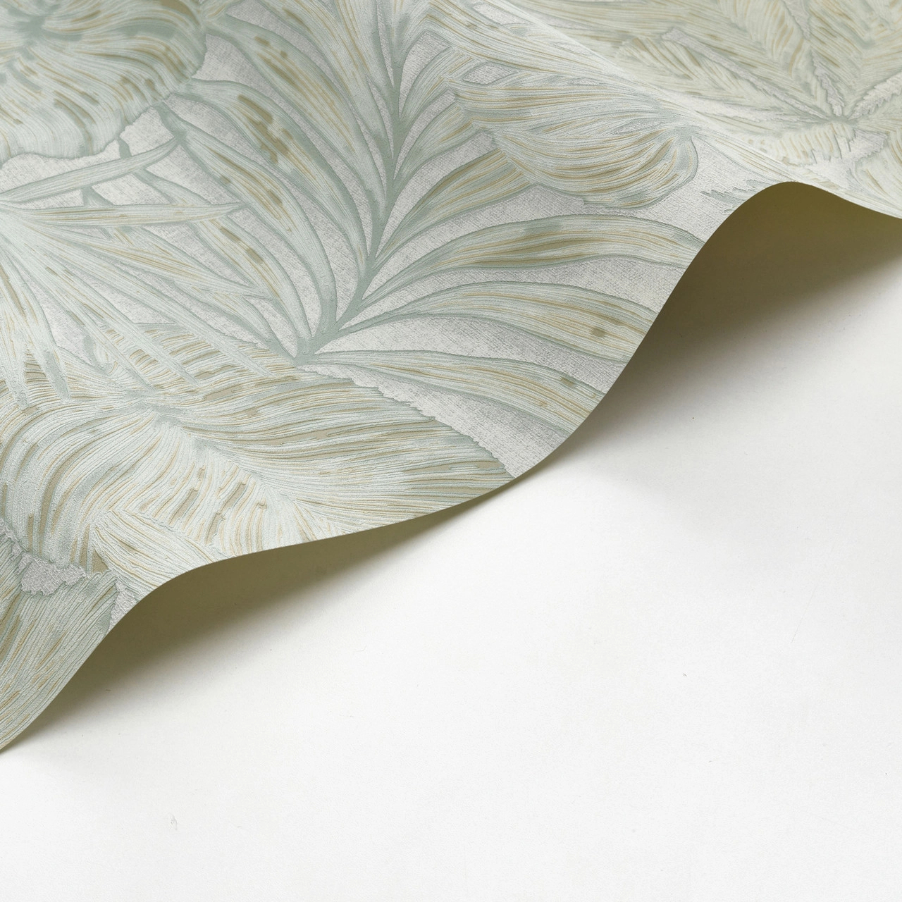Vinyl dekor tapéta nagy pálmaleveles mintával pasztel zöld színben