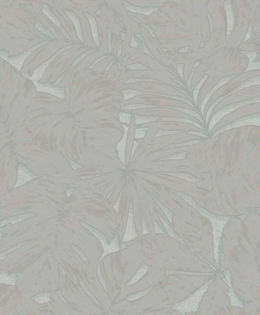 Vinyl dekor tapéta nagy pálmaleveles mintával szürke színben