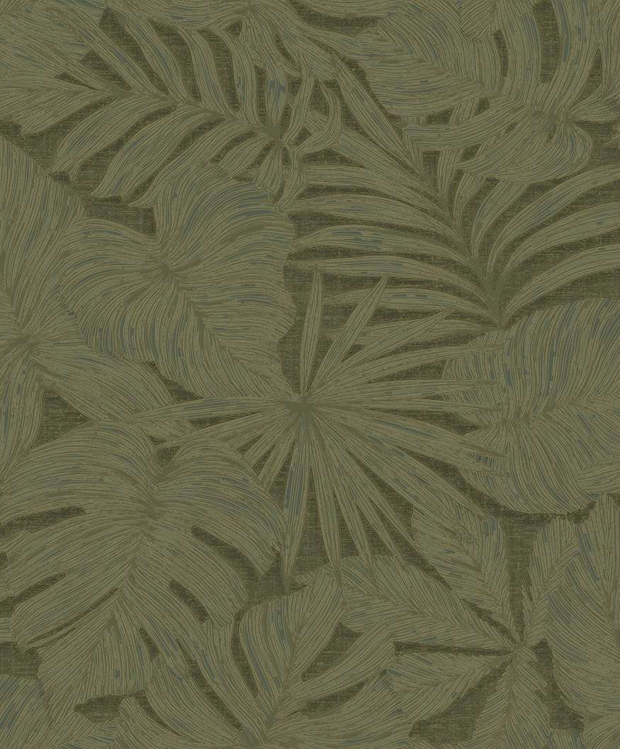 Vinyl dekor tapéta nagy pálmaleveles mintával zöld színben