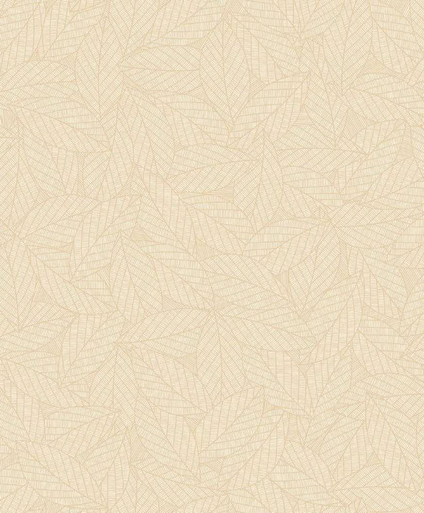 Vinyl dekor tapéta rajzolt levél mintával beige színnel
