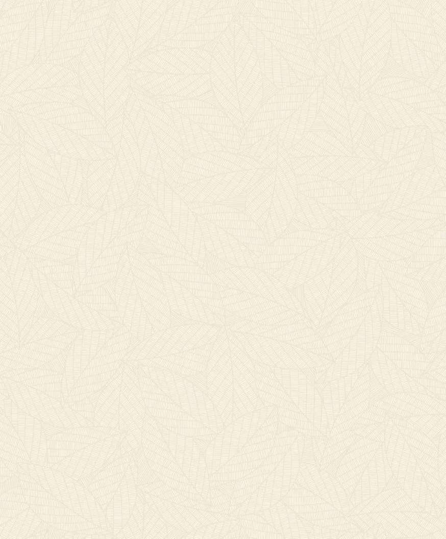 Vinyl dekor tapéta rajzolt levél mintával krém színnel