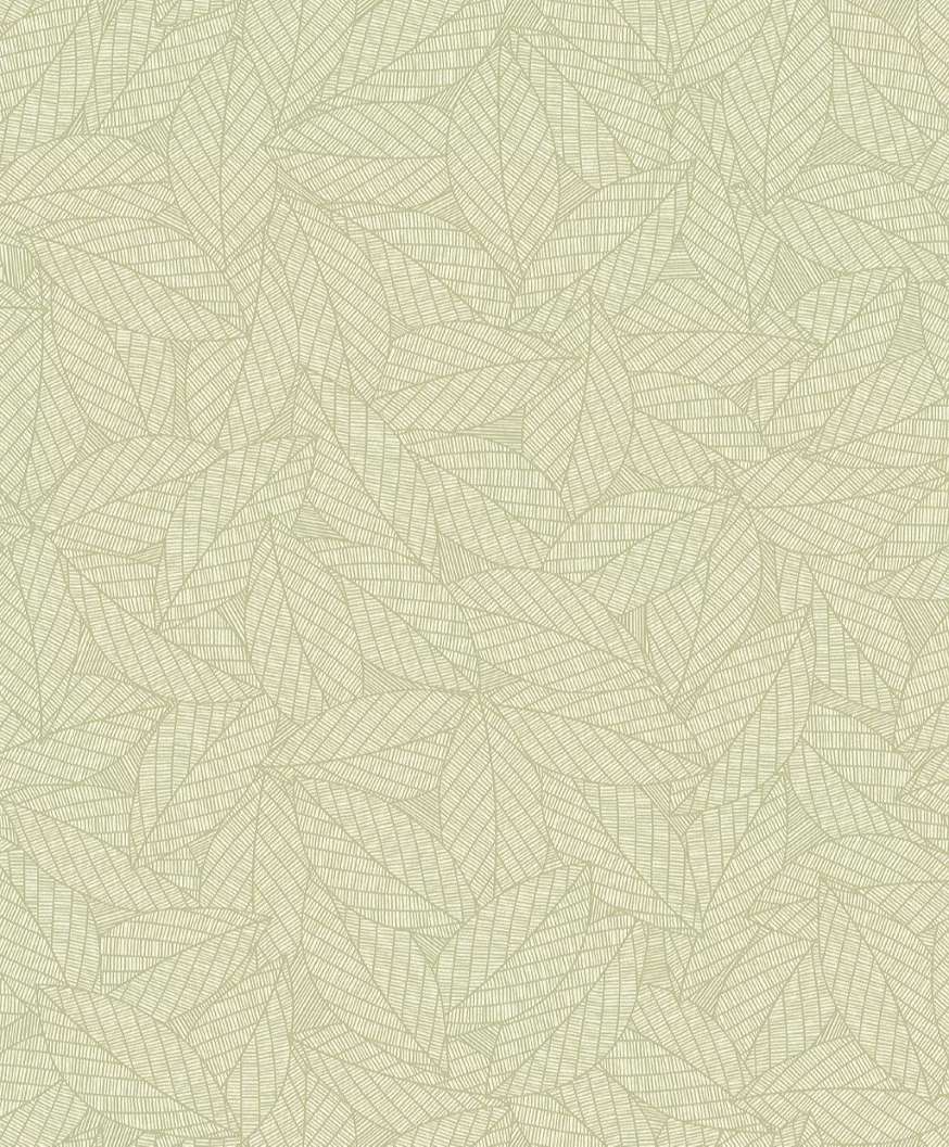 Vinyl dekor tapéta rajzolt levél mintával zöld színnel