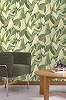 Vinyl dekor tapéta stilizált levél mintával zöld színnel