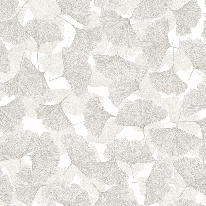 Vinyl dekor tapéta szürke ginkgo falevél mintával