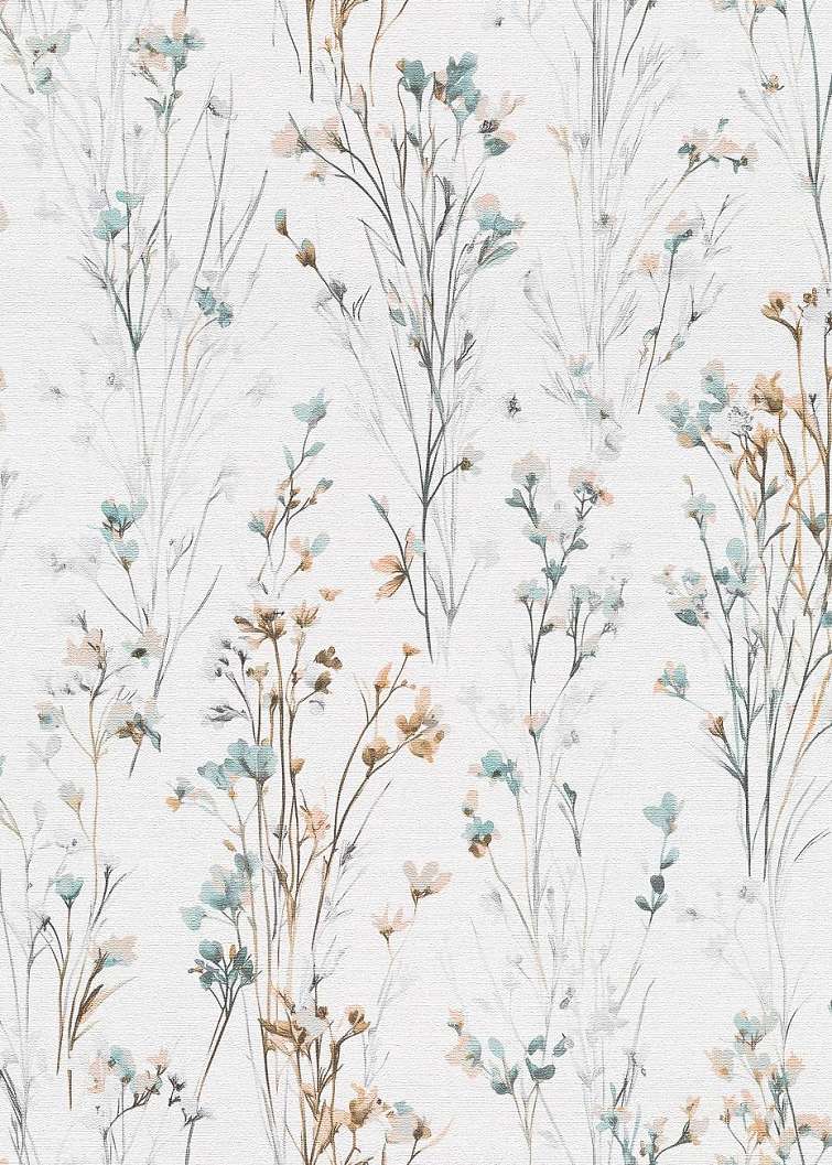 Vinyl dekor tapéta türkiz akvarell mezei virág mintával