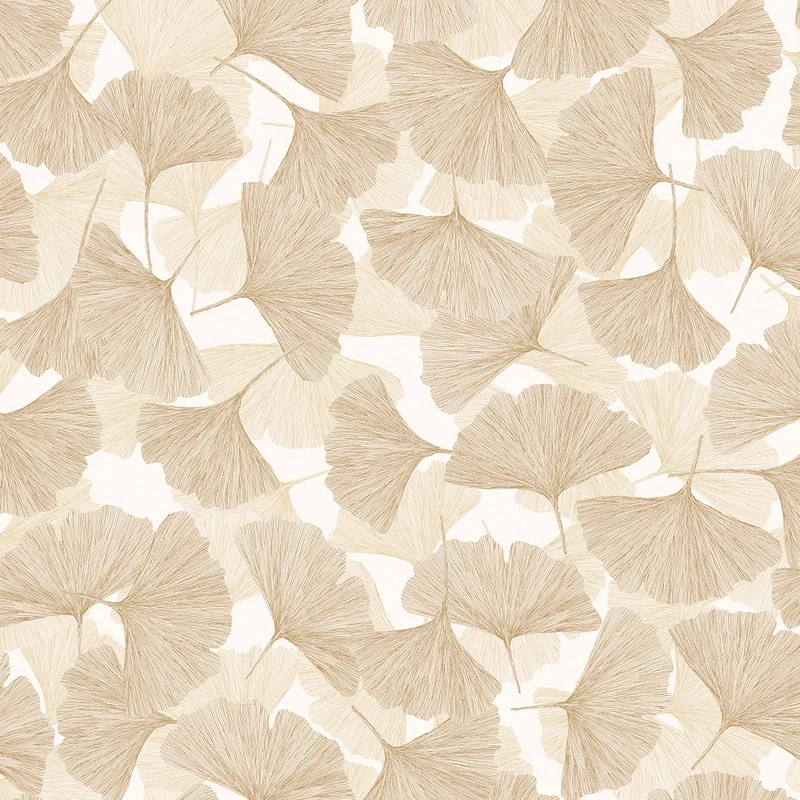 Vinyl dekor tapéta világosbarna ginkgo falevél mintával
