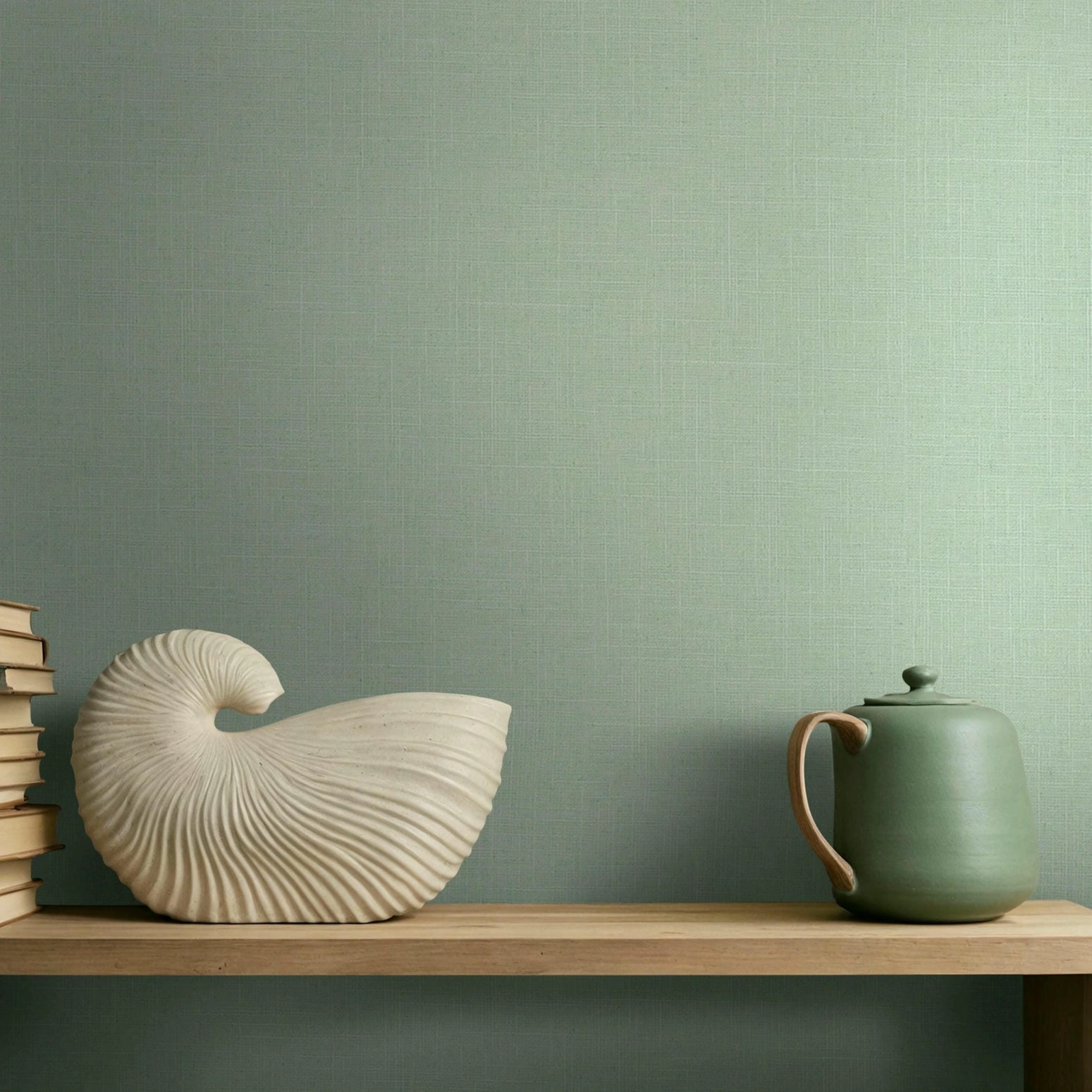 Vinyl dekor tapéta zöld lenszövet hatású mintával