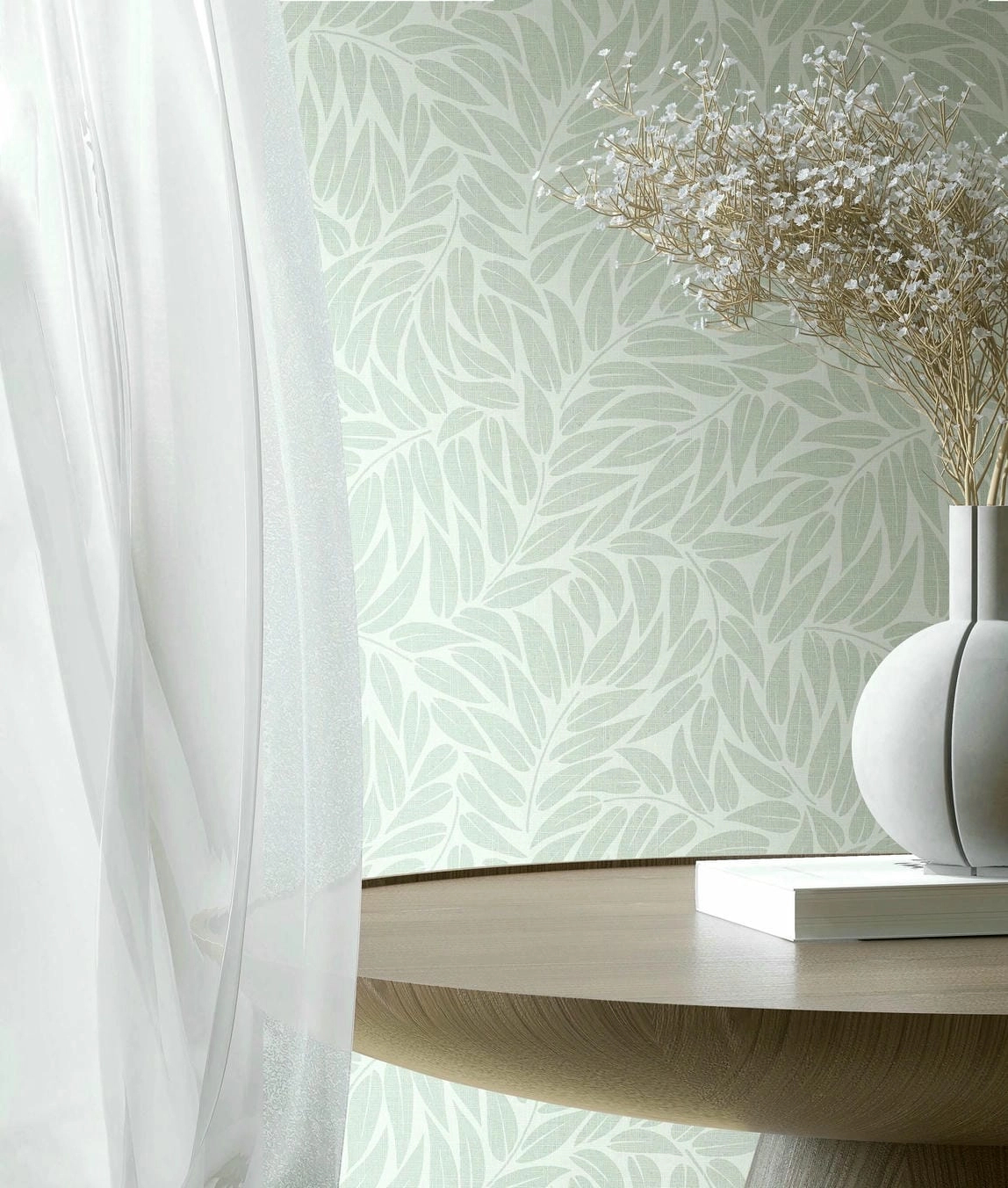 Vinyl dekor tapéta zöld levél mintával