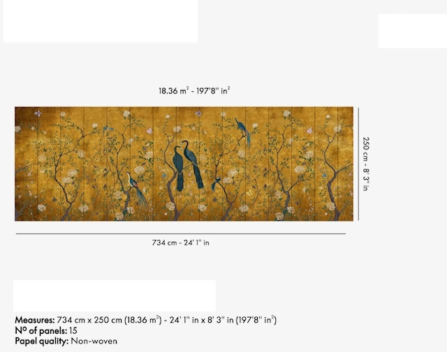 Vinyl egyedi keleties madár mintás Coordonné poszter 734cm (szélesség) X 250cm (magasság)