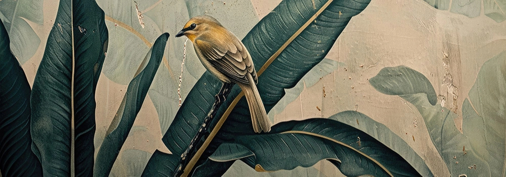 Vinyl fotótapéta botanikus madár mintával egyedi 360 cm X 120 cm méretben