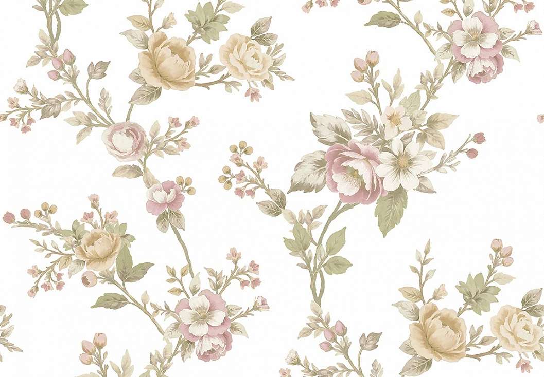 Vinyl romantikus provance stílusú tapéta rózsaszín színben