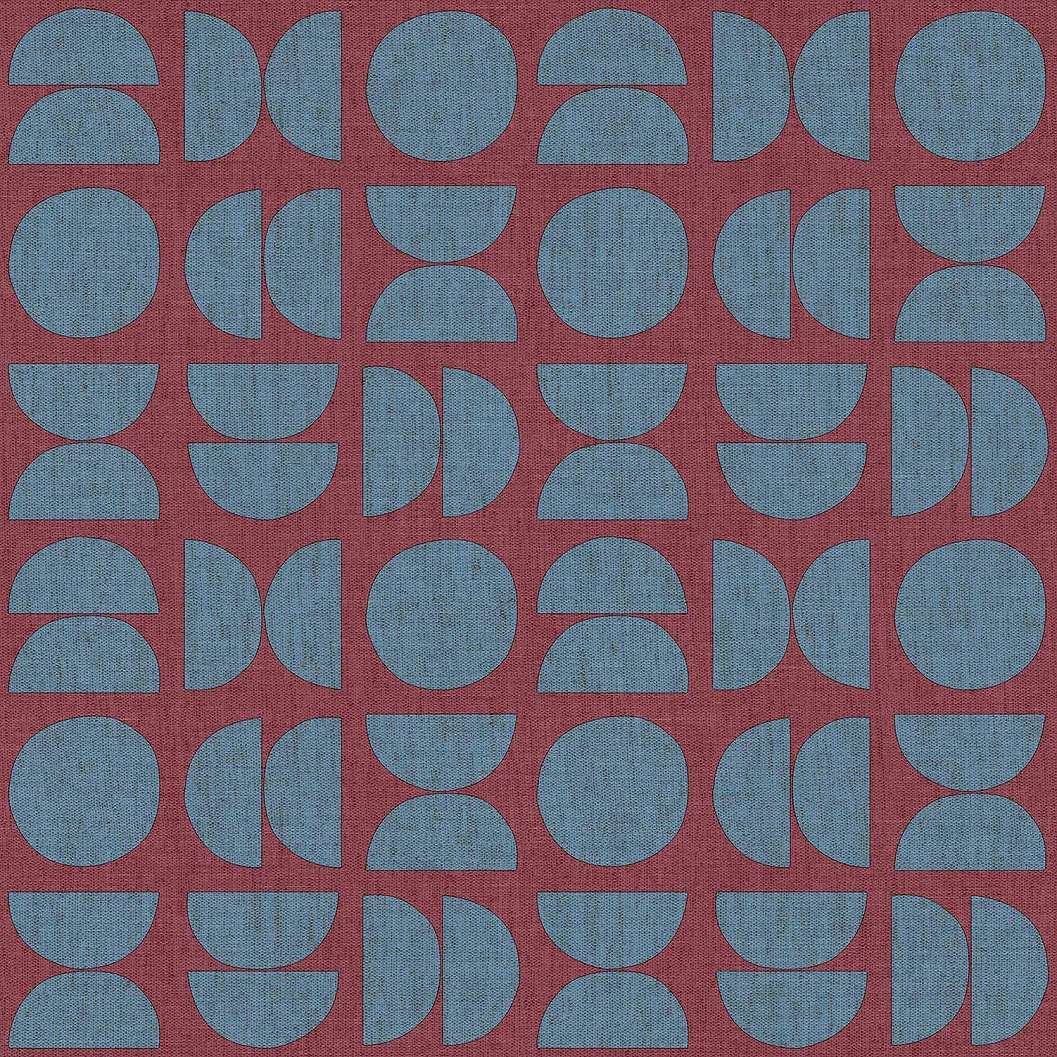 Vinyl tapéta bordó alapon kék kör geometrikus mintával