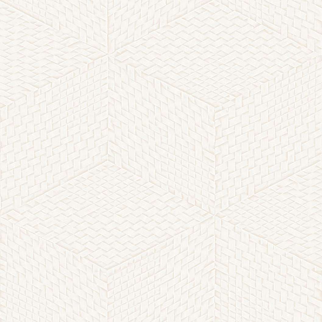 Vinyl tapéta fehér anyagában mintás geometrikus mintával