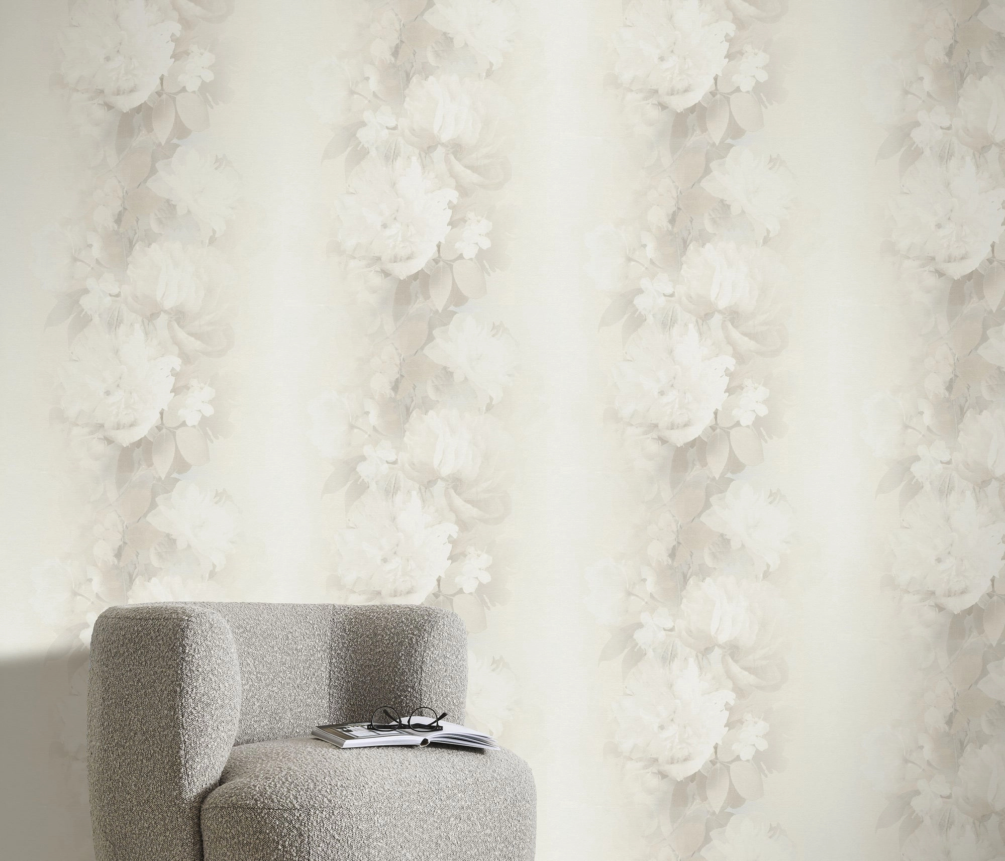 Vinyl tapéta klasszikus rózsa mintával szürke színekkel