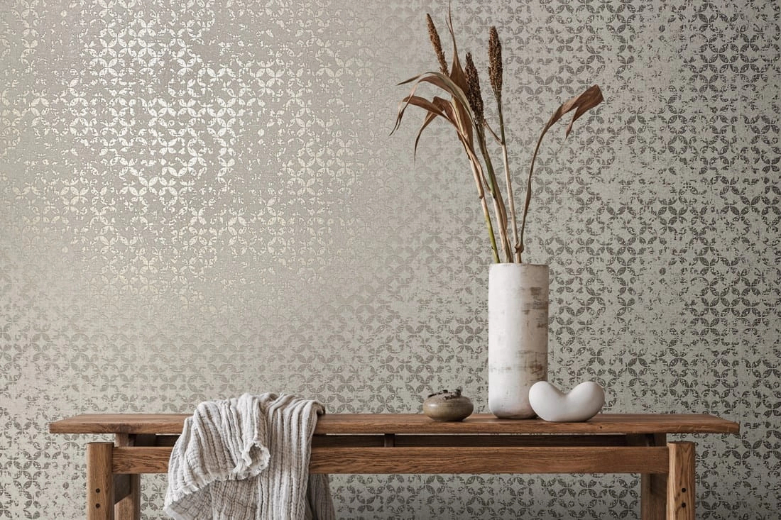 Vinyl tapéta koptatott geometrikus mintával