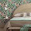 Virág és madár mintás zöld és rózsaszín színű zöld háttéren elegáns design tapéta