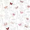 Virág és pillangó mintás vlies tapéta rózsaszín pillangó mintával