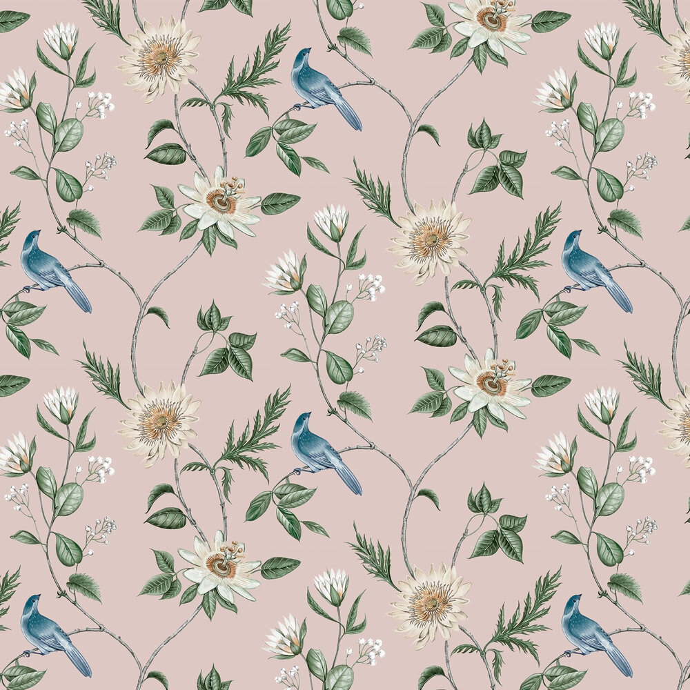 Virág, levél és madár mintás modenr glamour hangulatú design tapéta