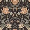 Virág mintás angol vintage stílusú barna, rózsaszín és szürke színű design tapéta