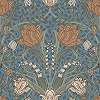 Virág mintás angol vintage stílusú kék színű design tapéta