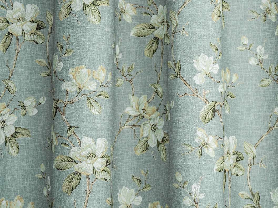 Virág mintás design textil anyag kékes szürke színben