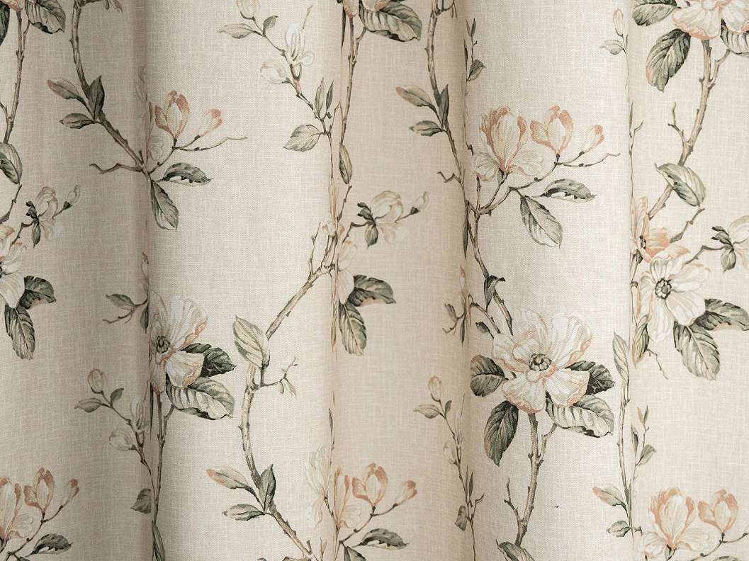 Virág mintás sötétítő függön textil anyag beige színben
